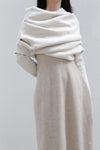 Un Morceau Wool Pile Neck Oversized Dress UM222LS20 Cream PUM41